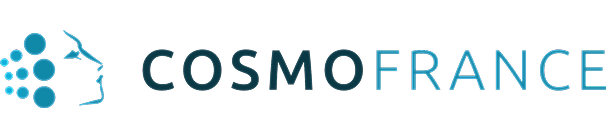 CosmoFrance logo with abstract facial design.