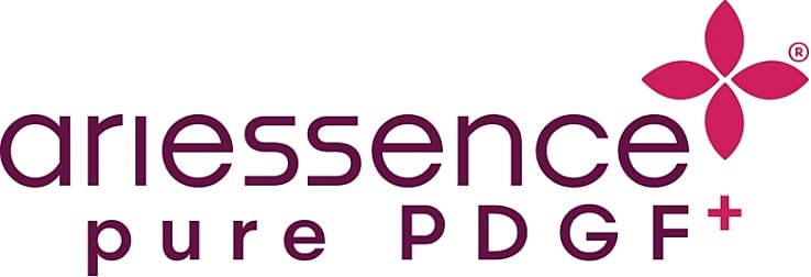 Ariessence logo with pure PDGF+ branding